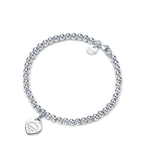 Tiffany and Co. Heart Tag Bead Bracelet in red